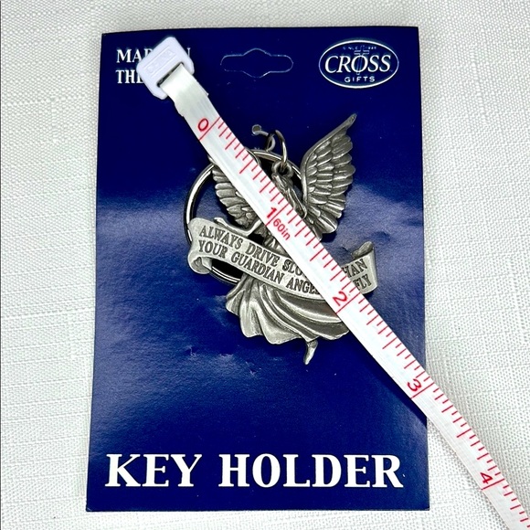 Accessories Pewter Guardian Angel Silver Auto Key Ring Holder Made In
